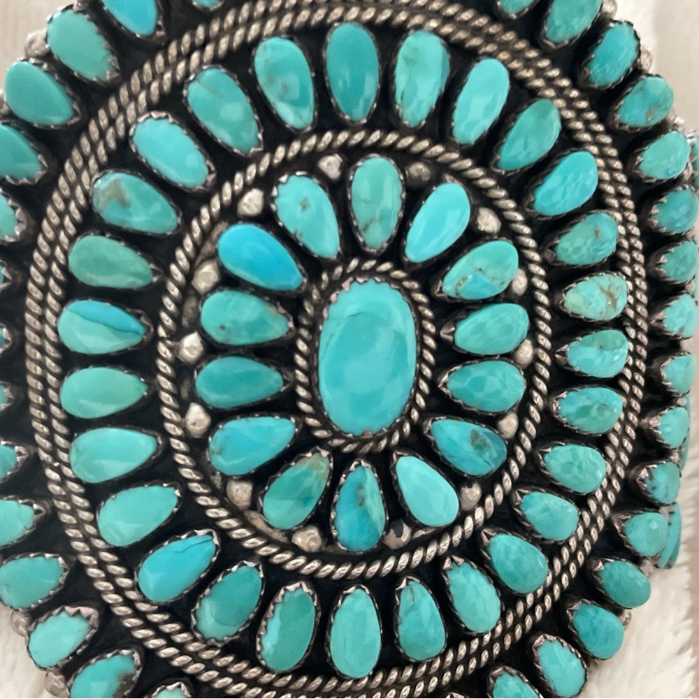 Turquoise and Silver Statement Brooch